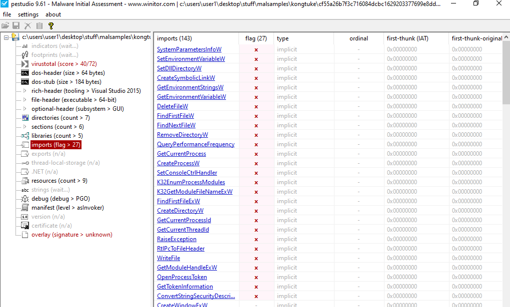PEStudio Kongtuke Imports