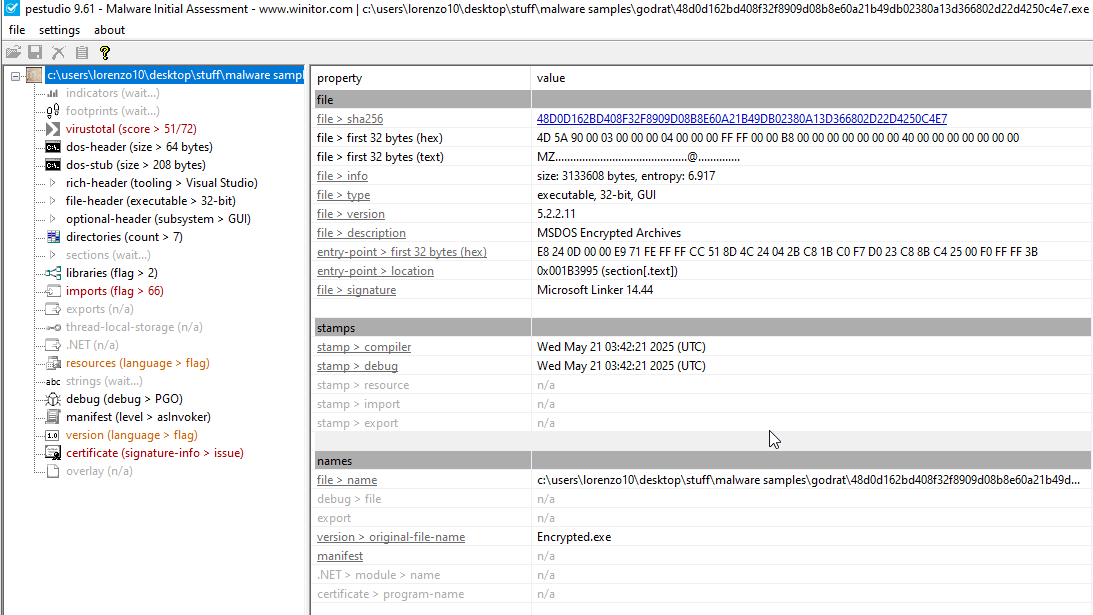 PEStudio GodRat