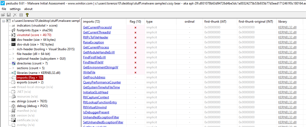 PEStudio Grapeloader Imports 10